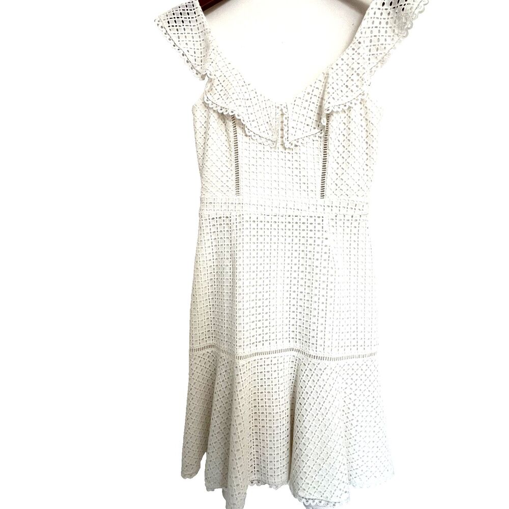 Adelyn Rae Dress S White Eyelet Ruffle Cotton Party